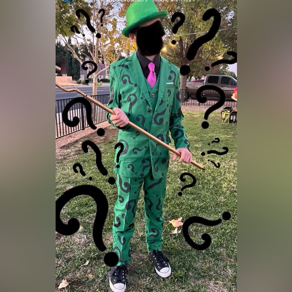Riddler DC Comics Batman Villain Custom Cosplay Suit Teen Boy